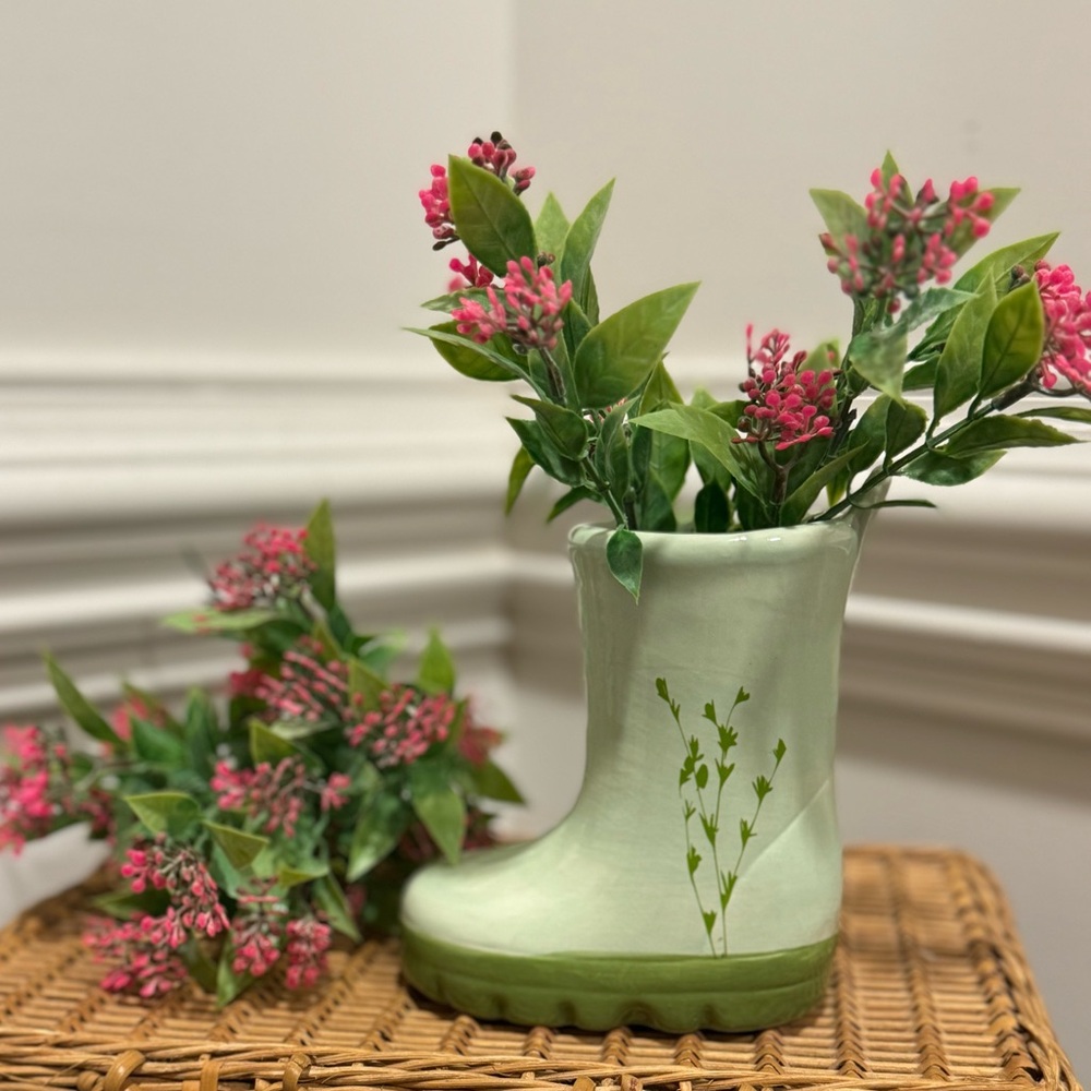 Vintage 5.5 Inch Tall Ceramic Baby Rainboot Planter/ Vase